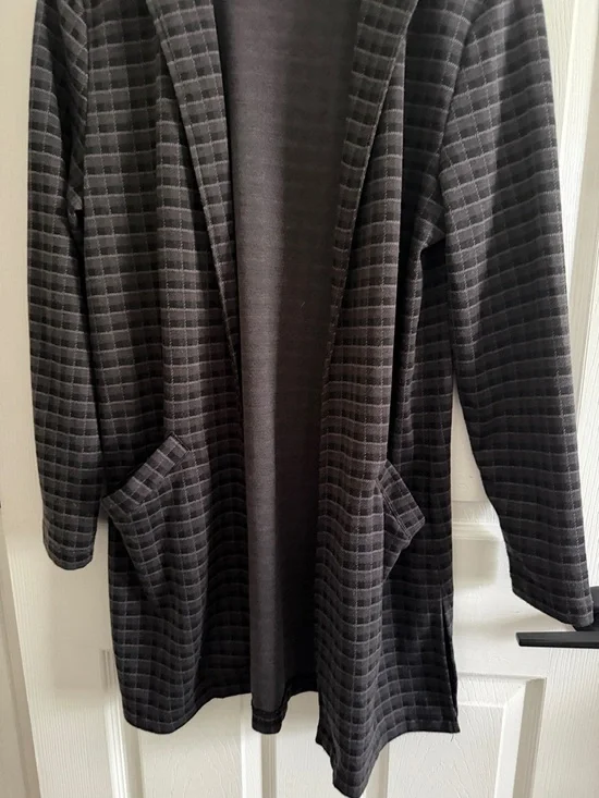 Maurices Black and Gray Plaid Open Front Blazer - Picture 4 of 10